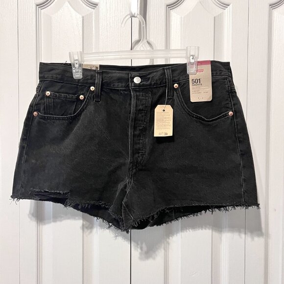 Levi Strauss & Co.501 Shorts-NWT-Black-Women's Distressed A high Rise-Button Fly - Picture 2 of 14